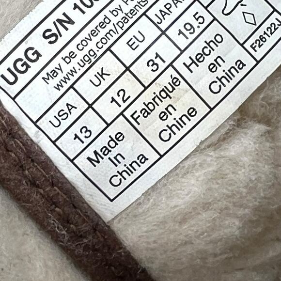 UGG Kids Butte Brown Leather Cuffed Winter Boot Size US 13 - Picture 11 of 11